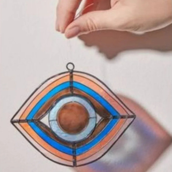 Urban Outfitters Evil Eye Stained Capiz Christmas Ornament - Picture 1 of 6